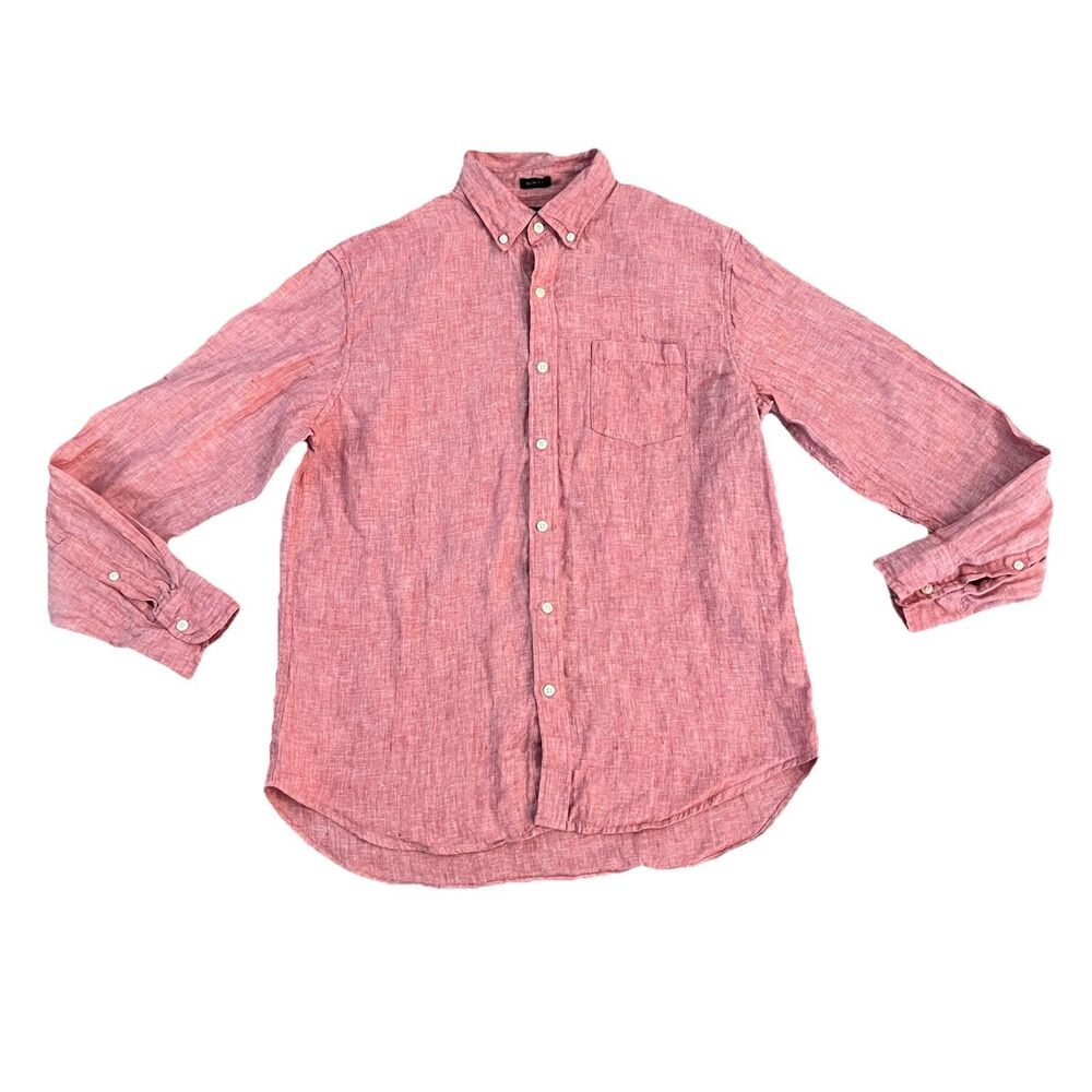 J. Crew‎ Men’s Linen Shirt Large Button Down Long Sleeve